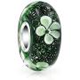 Murano Glass .925 Sterling Silver Core Translucent Floral Green Black White Flower Spacer Charm Bead Fits European Bracelet For Women Teen