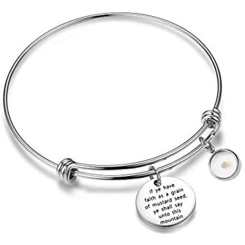 Faith of A Mustard Seed Bracelet Keyring Matthew 17:20 Faith Jewelry