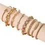 Mulgro 14K Gold Plated Link Bracelet Sets 8Pcs Gold Cuban Chain Bracelets Set Dainty Link Chain Bracelet Jewelry Gift for Women Girls