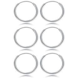 Small Silver Hoop Earrings-3 Pairs Cartilage Earring Hoop Set|Silver Hoop Earrings for Women Men Girls Boys Lips Nose Rings 8/10/12mm