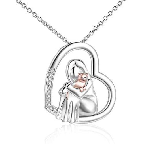 POPKIMI Sterling Silver S925 Cute Animal Necklace for Women Girls Birthday Jewelry Gifts