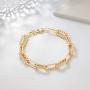 OSIANA Gold PaperClip Radial Link Chain Bracelet for Women 18K Gold Plated Oval Chunky Curb Chain Rolo Link Bracelet Delicate Wide Chain Cuban Link Bracelet Personalized Jewelry Gift for Her