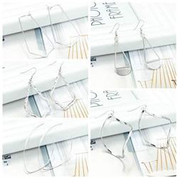 CASSIECA 6 Pairs Twist Wave Drop Dangle Earrings for Women Lightweight Statement Long Threader geometric Curved Earring Set Fashion Jewelry Valentine Mother Gift