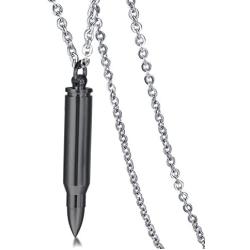 MPRAINBOW Mens Stainless Steel Cremation Urn Bullet Pendant Ashes Necklace Keepsake Memorial Jewerly,Free Chain