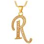 U7 Alphabet Initial Jewelry Women Girls Necklace with Letter A to Z Stainless Steel / 18K Gold Plated CZ Crystal or Statement Sideways Initials Choker Pendant Necklace, Gift Box Packed