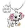 Dcfywl731 Elephant Pendant Necklace for Women Heart CZ Lucky Animal Never Forget That I Love You Pendant Necklace