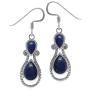 Silvershake Roman Byzantine Style Natural Blue Lapis 925 Sterling Silver Rope Dangle Hook Earrings