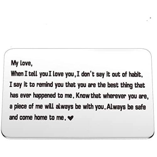 MIXJOY Engraved Wallet Card Inserts, for Men, Husband Gifts, Boyfriend Gifts Wallet Love Note Insert, Love Message