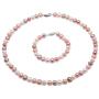 JYX Pearl Necklace Set 8-9mm Multi Color Freshwater Cultured Pearl Necklace and Bracelet Set for Women