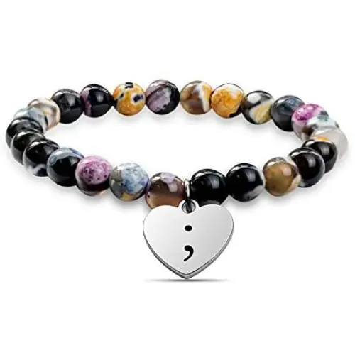 G-Ahora Mental Health Awareness Gift Inspirational Semicolon Bracelet Suicide Prevention Awareness Depression Semi Colon Jewelry G-Ahora Mental Health Awareness Gift Inspirational Semicolon Bracelet Suicide Prevention Awareness Depression Semi Colon Jewelry