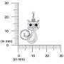 0.05 Ct Black Real Diamond in 14K White Gold Fn 925 Sterling Silver Curly-Tail Kitty Pendant Necklace