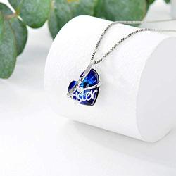 AOBOCO Sister Necklace Gifts 925 Sterling Silver I Love You Sister Heart Pendant Friendship Necklace for Sister Best Friend Classmates, Embellished with Crystals from Austria