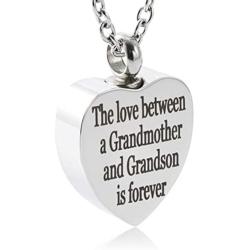 FASJOY Cremation Ash Jewelry Forever Love Grandma&Grandson Urn Necklace Memorial Keepsake Birthstone Pendant