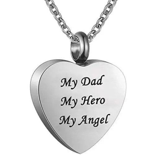 Heart Cremation Urn Ashes Necklace, No longer by my side.but forever in my heart,Stainless steel memorial pendant Waterproof memorial pendant