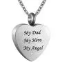 Heart Cremation Urn Ashes Necklace, No longer by my side.but forever in my heart,Stainless steel memorial pendant Waterproof memorial pendant