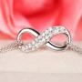FANCIME Sterling Silver Infinity Knot Heart Two-Tone Stunning Cubic Zirconia CZ Pendant Necklace Earrings Dainty Fine Jewelry Set Gifts for Mom Women Teen Girls,16+2 Extender