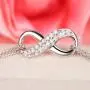 FANCIME Sterling Silver Infinity Knot Heart Two-Tone Stunning Cubic Zirconia CZ Pendant Necklace Earrings Dainty Fine Jewelry Set Gifts for Mom Women Teen Girls,16+2 Extender