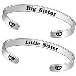 JQFEN Big Sister Little Sister Bracelets Jewelry 2 Pcs Cuff Bangles for Sister Friends Daughter