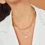 WangGao Stainless Steel Double Layers Paperclip Coin Pendant Necklace for Women Square Chain Choker Collar Jewelry WangGao Stainless Steel Double Layers Paperclip Coin Pendant Necklace for Women Square Chain Choker Collar Jewelry