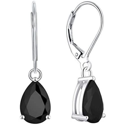 YL Dangle Drop Earrings Sterling Silver Teardrop Leverback Earrings Ruby/Sapphire/Emerald/Amethyst/Aquamarine/Opal/Pink Black Cubic Zirconia Jewelry Gifts for Moms