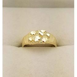 AMZ Jewelry 10K Yellow Gold Baby Nugget Ring Size 3.5