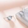 AOBOCO Sterling Silver Bella Earrings Embellished with Crystals from Austria, Hypoallergenic Pierced Leverback Cushion Cut Earrings, Fine Jewelry Gifts for Women
