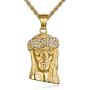 Lee Island Fashion 24K Gold Plated CZ Lord Jesus Pendant Stainless Steel Necklace, 24 Inch Chain Christian Jewelry