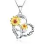 NUOKUN S925 Sterling Silver Heart Sunflower Necklace You are My Sunshine Necklace Rose Flower Pendant I Love You to The Moon and Back Jewelry for Women Girlfriend Wife Mother Her Birthday Gifts
