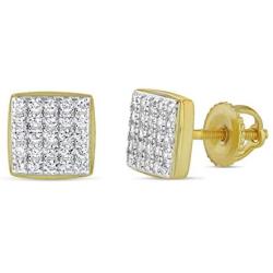 Mens Ladies 14K Gold Over Silver Lab Diamond Earrings Screw Back Studs Iced Out aretes para hombre - Mens Earrings, Screw Back, Mens Jewelry, Hip hop Earring