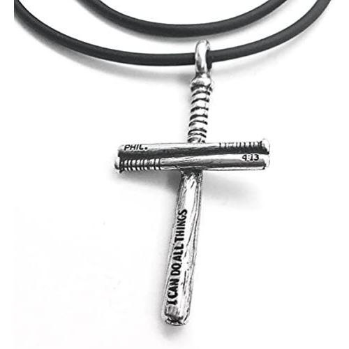 FORGIVEN JEWELRY Baseball Bat Cross Necklace in Silver