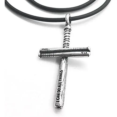 FORGIVEN JEWELRY Baseball Bat Cross Necklace in Silver FORGIVEN JEWELRY Baseball Bat Cross Necklace in Silver