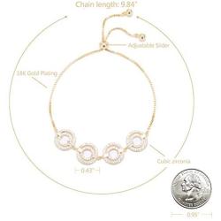 Moggan 18K Gold Plated Four Round Shape Charm Bracelet for Women