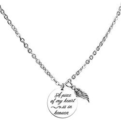 ecobuty Memorial Necklace A Piece of My Heart is in Heaven Necklace Sympathy Gift in Memory of Mom Dad Jewelry Baby Loss Memorial Gift