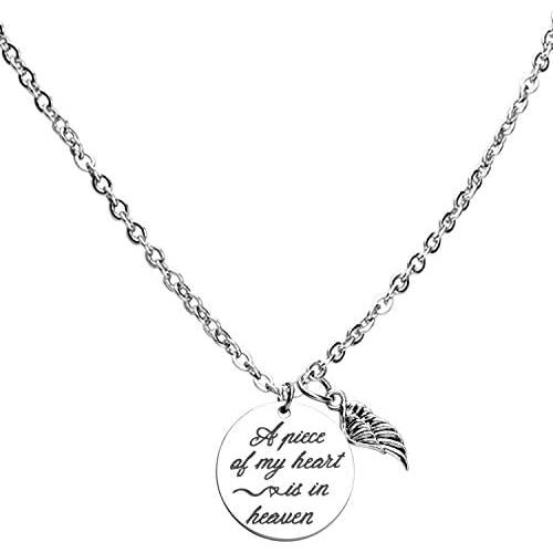 ecobuty Memorial Necklace A Piece of My Heart is in Heaven Necklace Sympathy Gift in Memory of Mom Dad Jewelry Baby Loss Memorial Gift