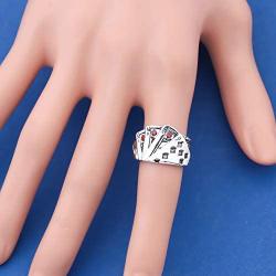 FAADBUK Steel Poker Flush Logo Ring Poker Lover Gift Poker Card Shap Ring Rock Hip Hop Punk Jewelry for Women Men