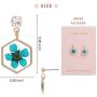 BONALUNA Pressed Flower Yellow Gold Plated Hexagon Dangle With Cubic Zirconia Titanium Post Back Earrings