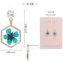 BONALUNA Pressed Flower Yellow Gold Plated Hexagon Dangle With Cubic Zirconia Titanium Post Back Earrings BONALUNA Pressed Flower Yellow Gold Plated Hexagon Dangle With Cubic Zirconia Titanium Post Back Earrings
