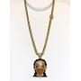 Shop-iGold Men Women 925 Italy Gold Finish Iced Medallion Medusa Mask Charm Ice Out Pendant Stainless Steel Real 6mm Miami Cuban Chain Necklace, Mens Jewelry, Iced Pendant, Miami Cuban Necklace