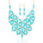RIAH FASHION Colorful Acrylic Bead Bubble Statement Hammock Bib Necklace - Tessellate Cluster Statement Collar Beaded Flower, Linked Teardrop Jewel Net