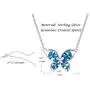 FANCIME Sterling Silver Butterfly Necklace September Birthstone Blue Cubic Zirconia Created Sapphire Dainty Pendant Fine Jewelry for Women Girls 16''+2''