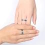 YONYou 2pcs S925 Sterling Silver Rings Van Goghs Sky Design Handmade Unique Blue Open Band Ring Promise Ring Size 5-9.5 Jewelry Gift for Women and Girls-Adjustable Size