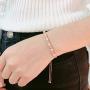 CiNily 18K White Gold/Rose Gold Plated Bracelets-Adjustable Sparkling Cubic Zirconia White Opal Bracelet for Women Girls for Her