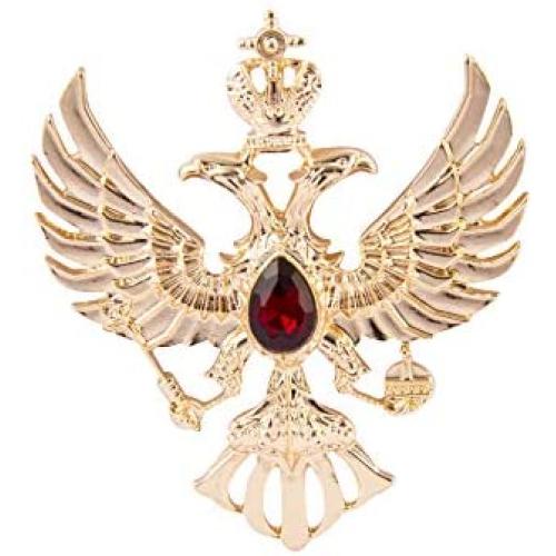 Knighthood Double Headed Eagle with Winged Stone Detailing Lapel Pin Badge Coat Suit Jacket Wedding Gift Party Shirt Collar Accessories Brooch