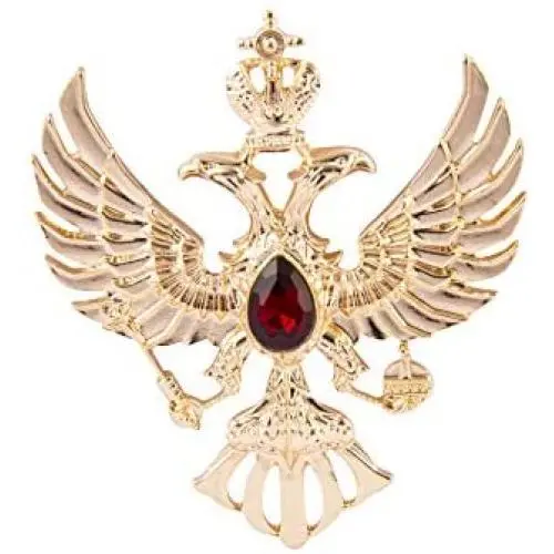 Knighthood Double Headed Eagle with Winged Stone Detailing Lapel Pin Badge Coat Suit Jacket Wedding Gift Party Shirt Collar Accessories Brooch