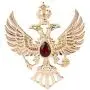 Knighthood Double Headed Eagle with Winged Stone Detailing Lapel Pin Badge Coat Suit Jacket Wedding Gift Party Shirt Collar Accessories Brooch