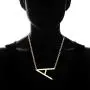 Harlermoon Sideways Initial Necklace A-Z 26 Alphabet Monogram Script Name Large Letter Pendant Necklace Stainless Steel Jewelry for Women