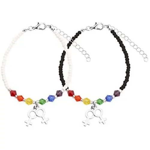 SEIRAA 2 Pcs LGBT Lesbian Pride Jewelry Rainbow Pride Month Gift Lesbian Couple Bracelets Rainbow Friendship Gift SEIRAA 2 Pcs LGBT Lesbian Pride Jewelry Rainbow Pride Month Gift Lesbian Couple Bracelets Rainbow Friendship Gift