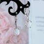 Opal Leveback Earrings Dangle White Rose Gold Plated for Women Girls Hypoallergenic 6x8mm