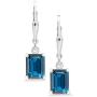 Gem Stone King 925 Sterling Silver London Blue Topaz Earrings 3.97 Cttw Gemstone Birthstone Emerald Cut 8X6MM