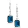 Gem Stone King 925 Sterling Silver London Blue Topaz Earrings 3.97 Cttw Gemstone Birthstone Emerald Cut 8X6MM Gem Stone King 925 Sterling Silver London Blue Topaz Earrings 3.97 Cttw Gemstone Birthstone Emerald Cut 8X6MM